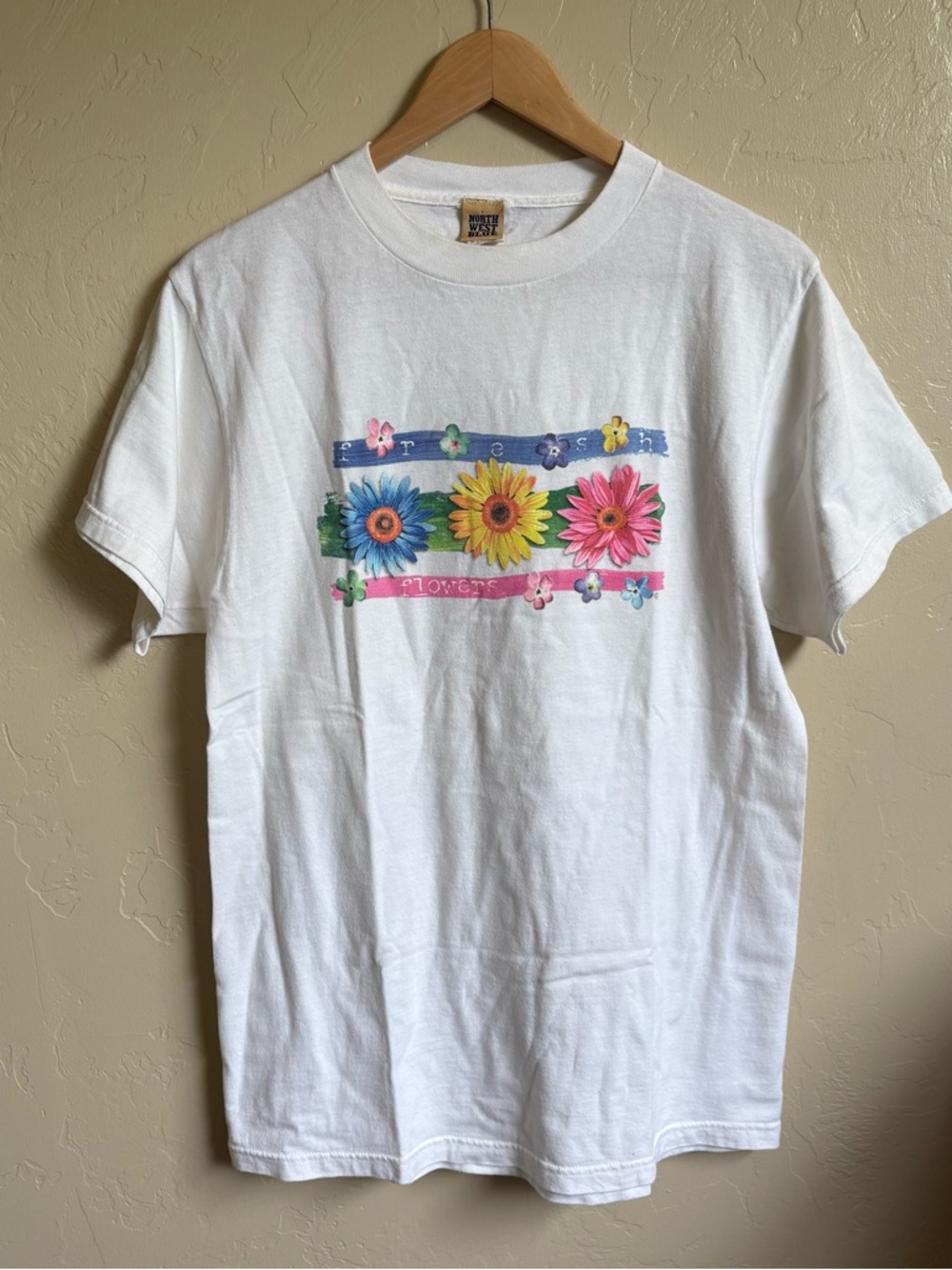 Vintage 90s Y2K Fresh Flowers Daisy Print Short Sleeve Cotton T-Shirt Colorful